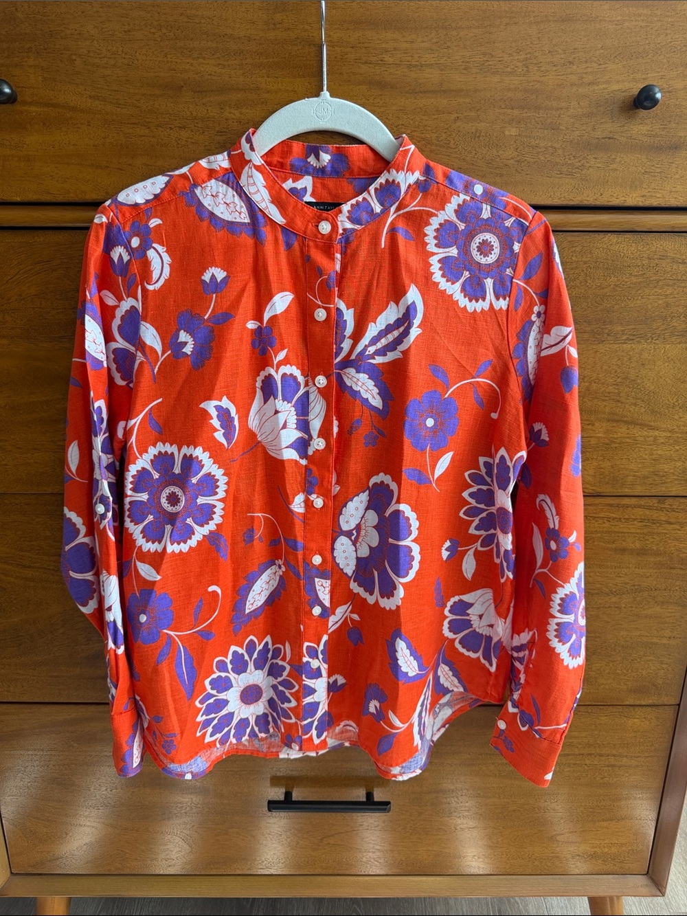 Ann Taylor Women’s Orange Floral Button-Up Shirt